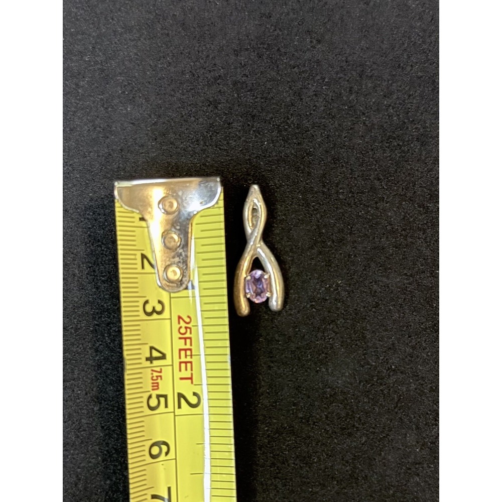 Sterling Silver 925 Amethyst Wishbone Pendant - Picture 7 of 7